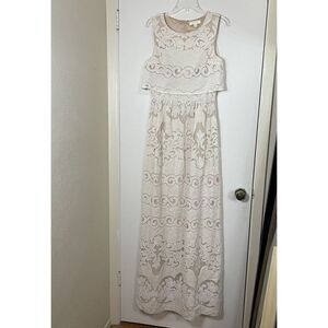ERIN FETHERSTON ivory lace sleeveless Maxi dress size US 10